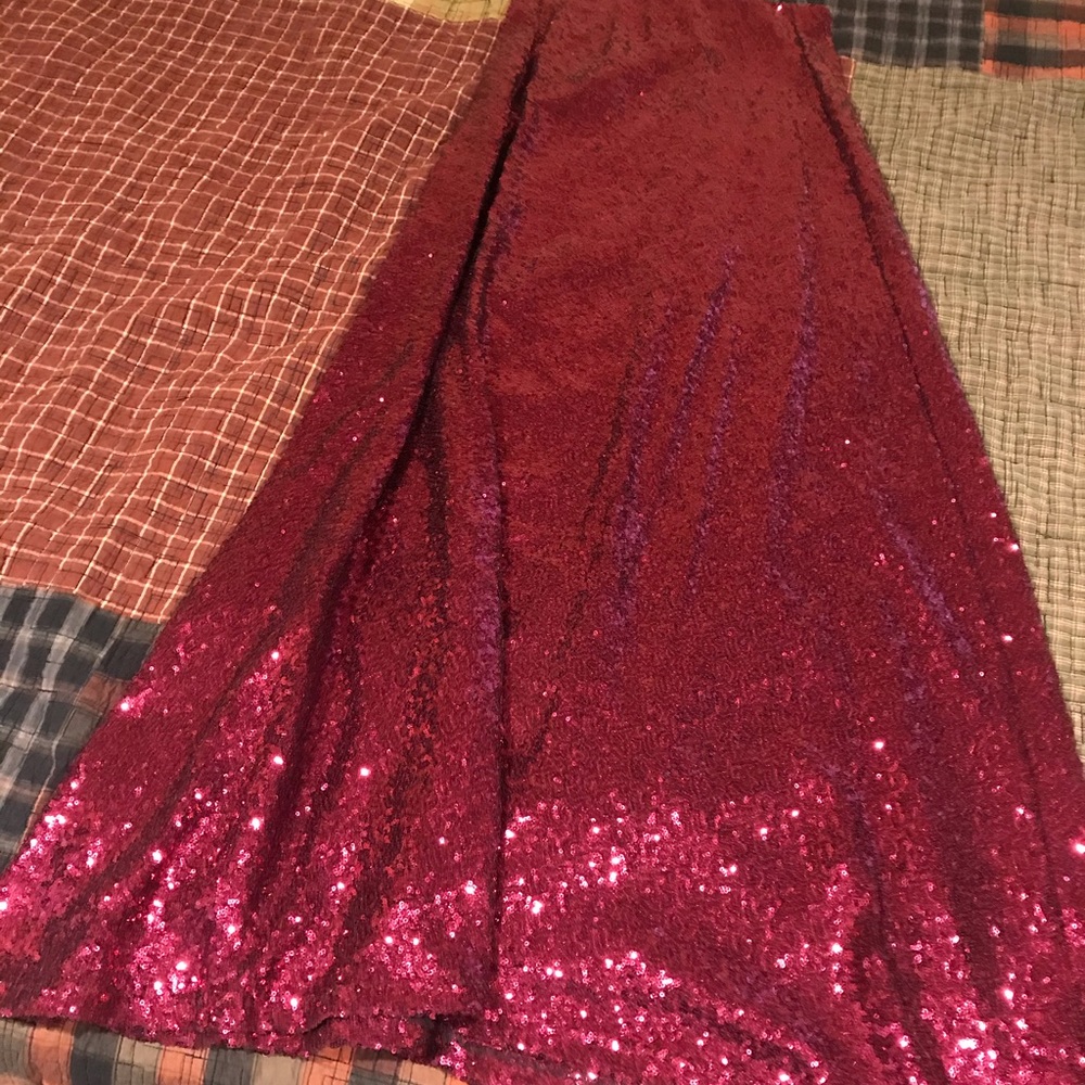 Burgundy sequin maxi skirt